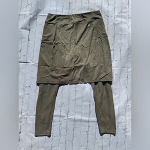 Olive Green Faux Suede Snoga Athletics Ankle Skirted Leggings XL